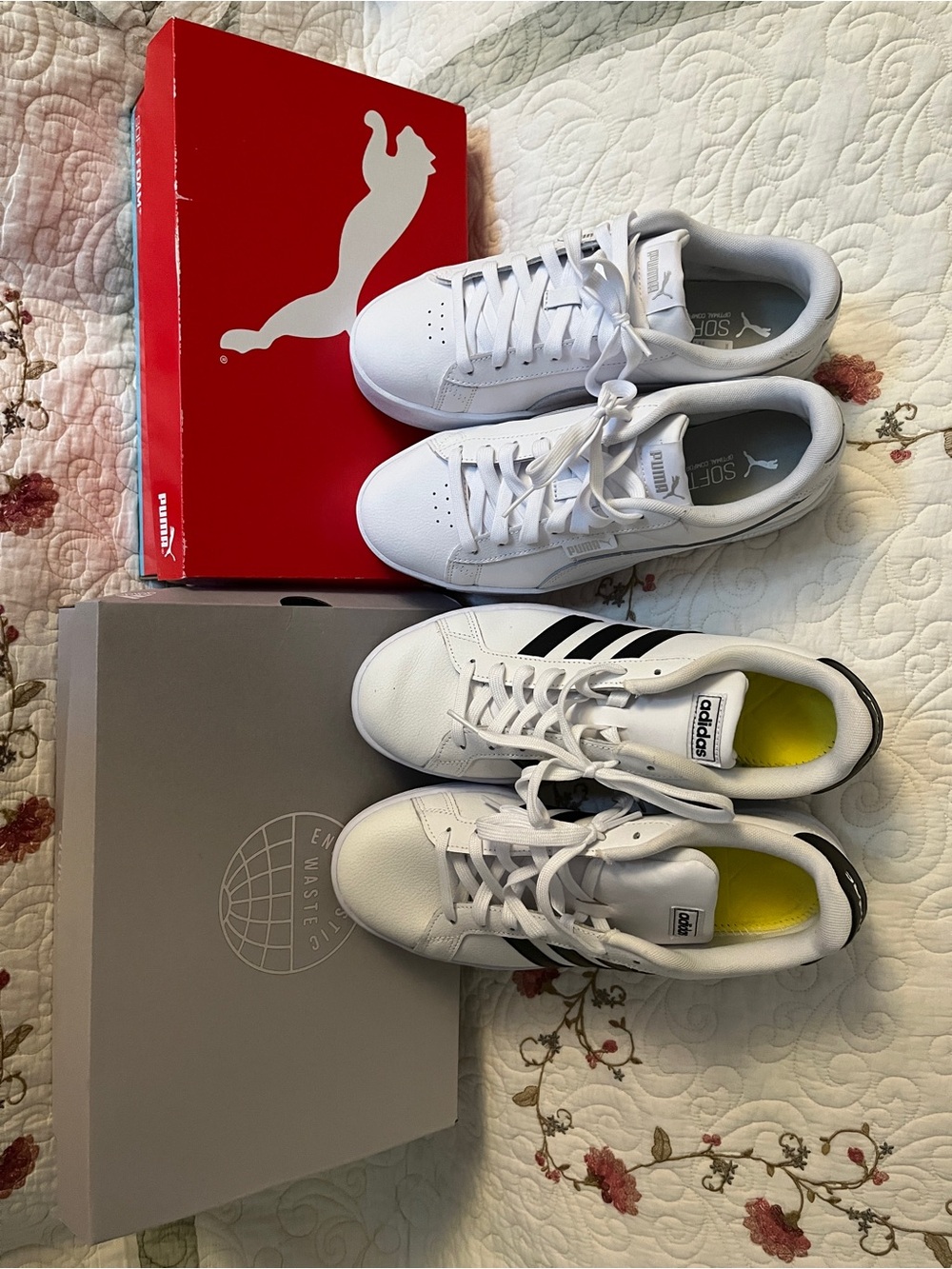 Two sets of sneakers for sale, Adidas and puma